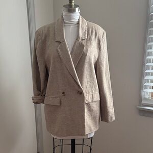 Old Navy Women's Beige Linen Double Breasted Blazer
